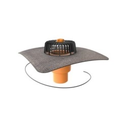 Topwet receptor TWE 75 BIT S cu degivrare, perete dublu, flansa din membrana bituminoasa, parafrunzar / iesire verticala DN70