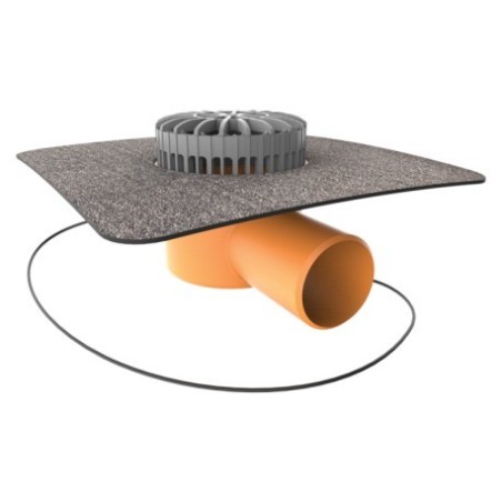 Topwet receptor terasa TWTE 50 BIT V cu degivrare, flansa din membrana bituminoasa, cos de protectie / iesire orizontala DN50