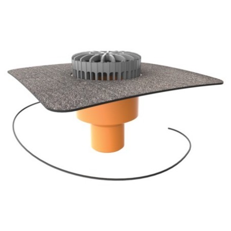 Topwet receptor terasa  TWTE 75 BIT S cu degivrare, flansa din membrana bituminoasa, cos de protectie / iesire verticala DN70