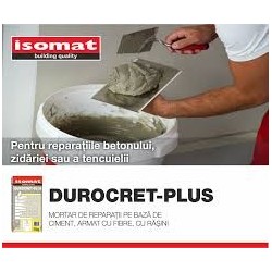 DUROCRET-PLUS  mortar pe bazăde ciment, cu răşini, armat cu fibre, pentru reparaţii 