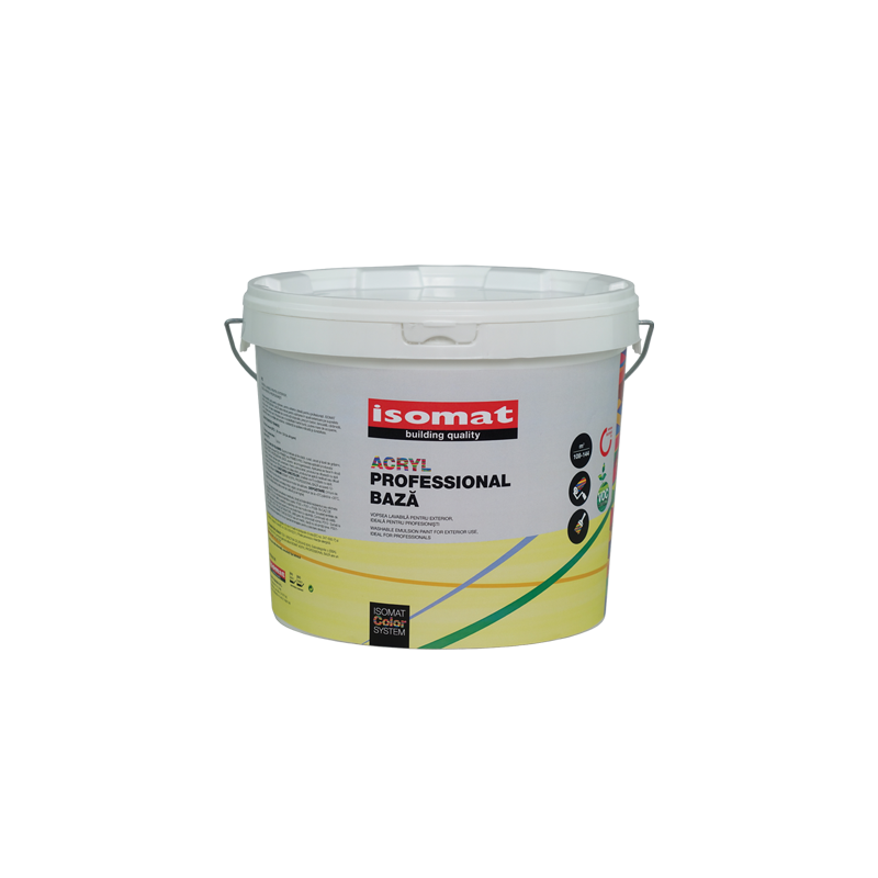 Isomat PROFESSIONAL ACRYL colorat 9L vopsea lavabila mata pentru exterior