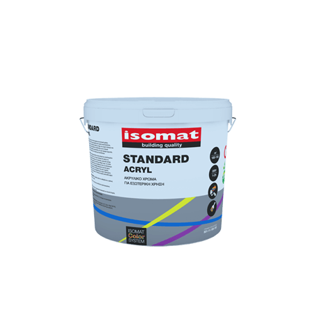 Isomat STANDARD ACRYL colorat 9L vopsea lavabila, pentru exterior