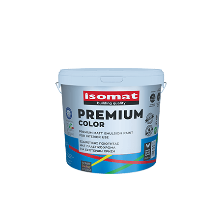 Isomat PREMIUM COLOR alb 10L vopsea lavabila de calitate premium, mata, pentru aplicare la interior