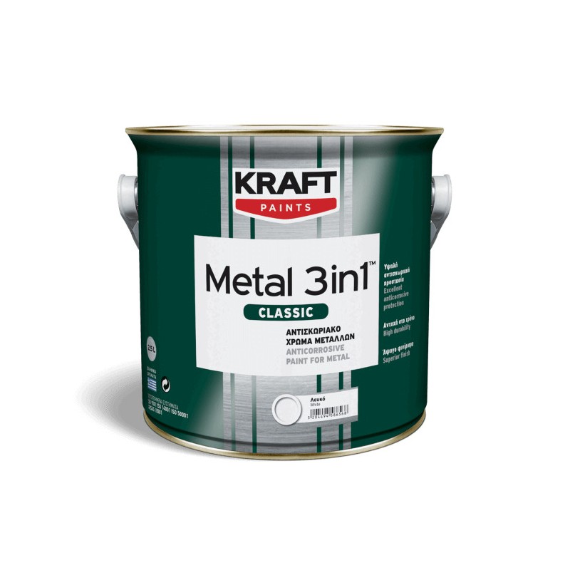 Kraft Metal Classic 3 in 1 306 mykonian blue 0,75L  email pe baza de solvent pentru lemn si metal