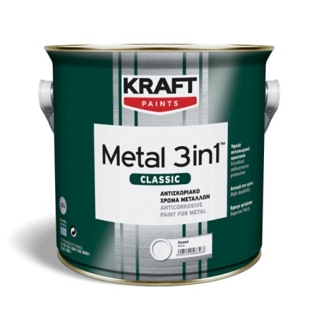 Kraft Metal Classic 3 in 1 306 mykonian blue 0,75L  email pe baza de solvent pentru lemn si metal