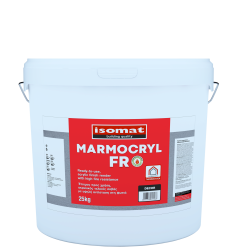 Isomat MARMOCRYL FR Fine 1mm alb 25Kg tencuiala acrilica gata de utilizare cu rezistenta ridicata la foc, tip “bob de orez”