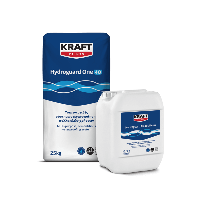Kraft Hydroguard Elastic gri 35.5Kg hidroizolatie foarte flexibila, bicomponenta, pe baza de ciment modificat polimeric
