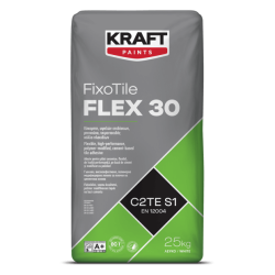 Kraft FixoTile Flex 30 alb 5Kg adeziv pentru placi ceramice, flexibil, de inalta performanta, pe baza de ciment C2TES1