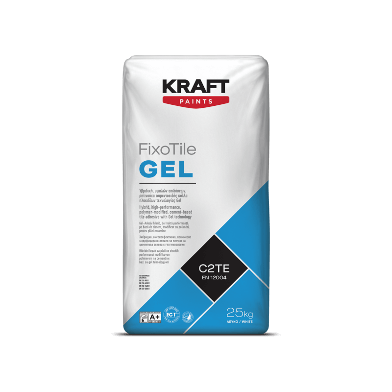 Kraft FixoTile GEL alb 25Kg adeziv hibrid, de inalta performanta, pentru placi C2TE