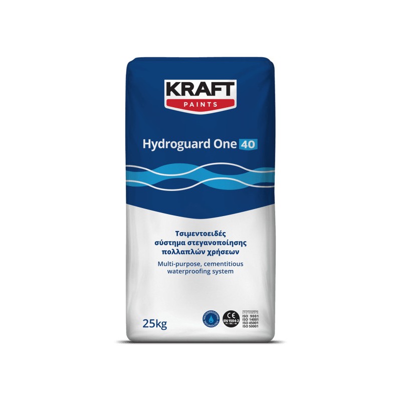 Kraft Hydroguard One 40 alb 5Kg sistem de hidroizolatie pe baza de ciment, monocomponenta, modificat cu polimeri