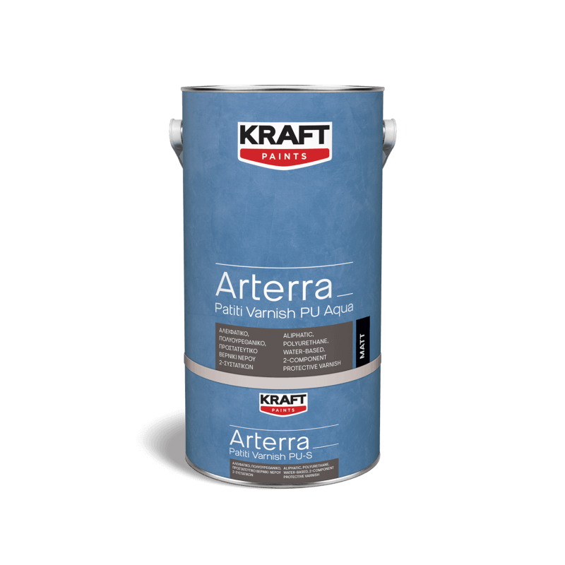 Kraft Arterra Patiti Varnish PU Aqua mat 1Kg lac de protectie alifatic, poliuretanic, pe baza de apa, bicomponent.