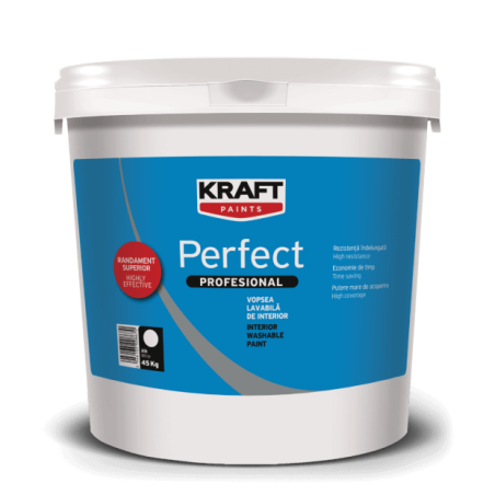Kraft Perfect alb mat 15L vopsea lavabila pe baza de latex pentru interior